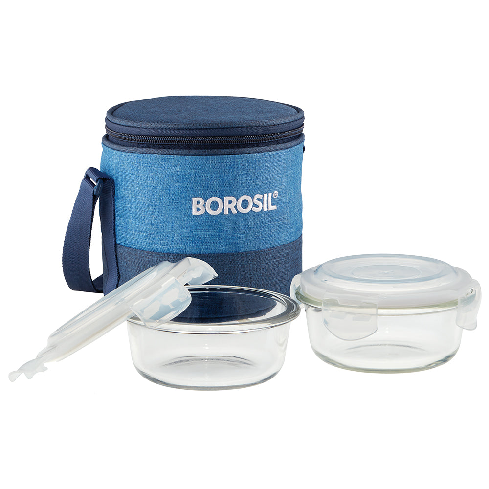 Borosil Prime Lunch Bag, Round x 2 (Tall)