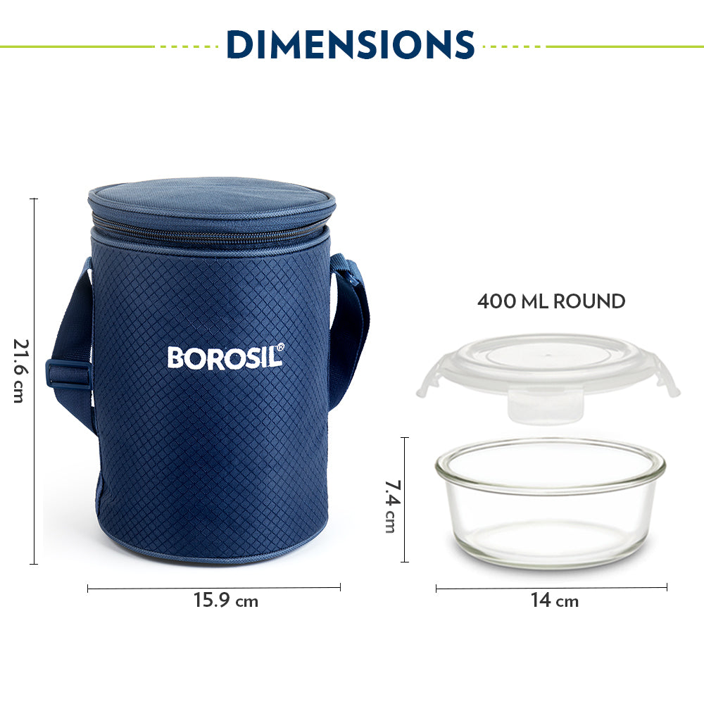 Smile Glass Lunch Box, Round x 3 (Tall), Set of 3, 400ml