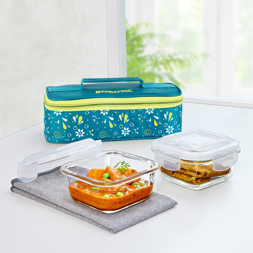 Grace Square Glass Lunchbox, Marine