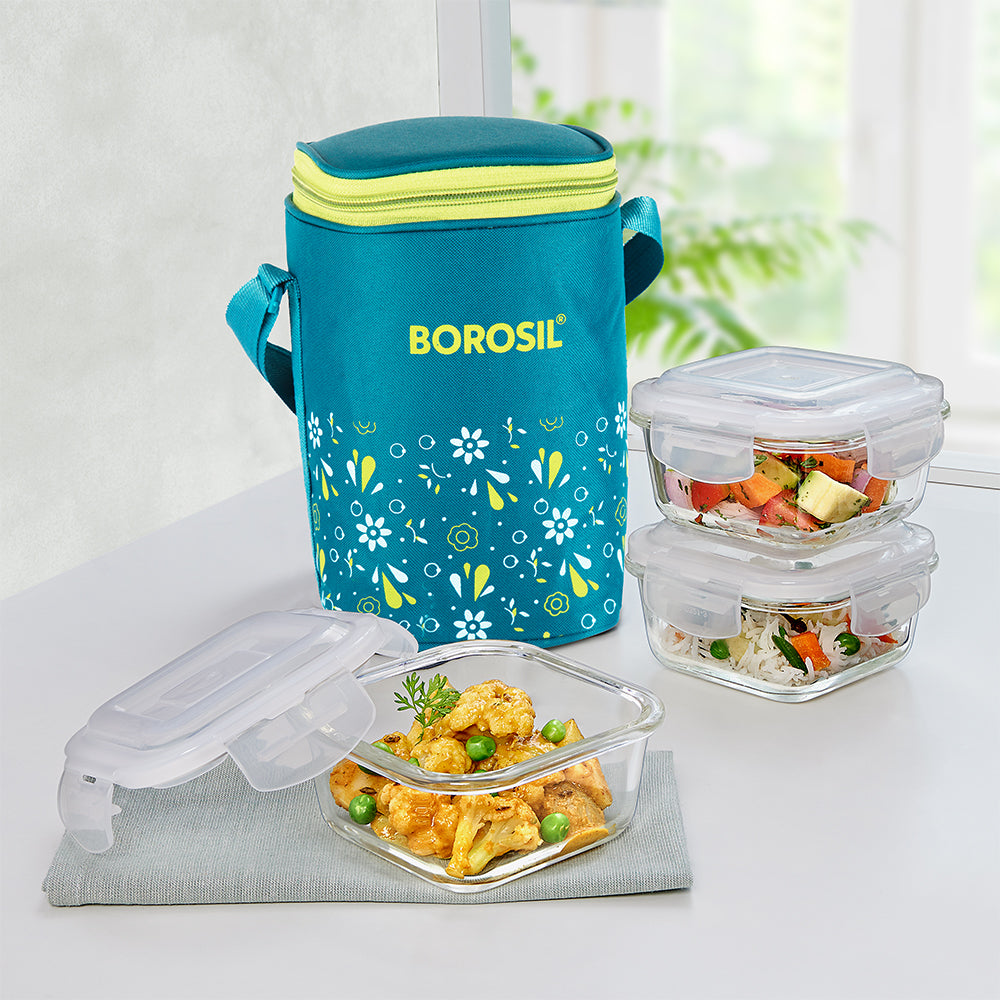 Grace Square Glass Lunchbox, Marine