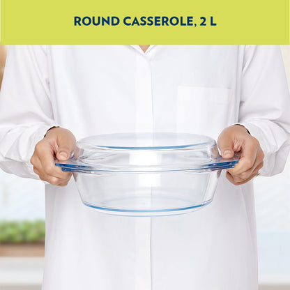 Borosil Round Casserole w Lid, 2L-No Stock
