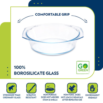 Borosil Round Casserole w Lid, 2L-No Stock