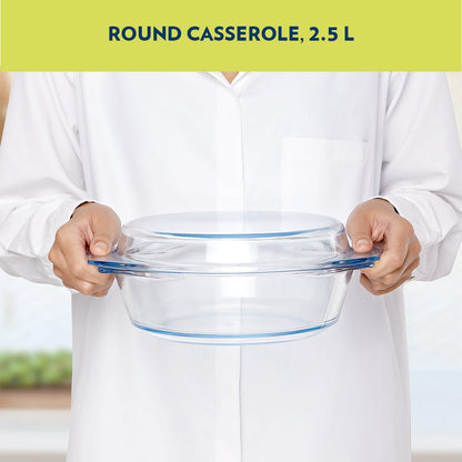 Borosil Round Casserole w Lid, 2.5L