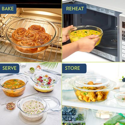 Borosil Round Casserole w Lid, 2.5L