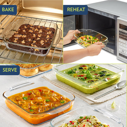 Borosil Square Baking Dish w handle, 1.6L