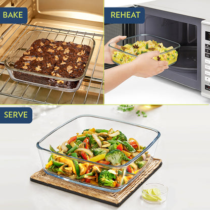 Borosil Square Baking Dish, 1.6L