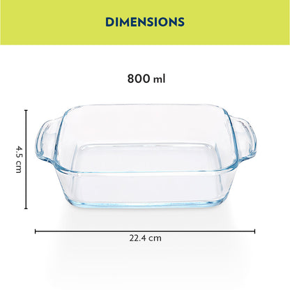 Borosil Square Baking Dish w handle, 800ml