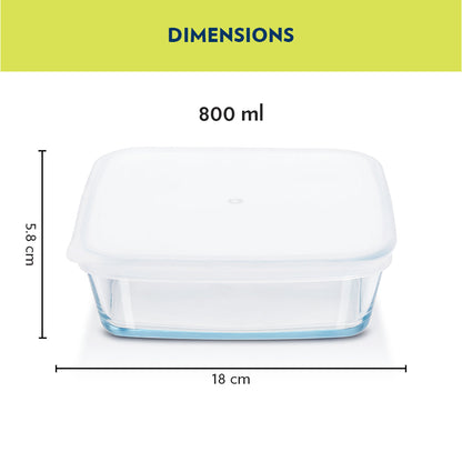 Borosil Square Baking Dish w lid, 800ml