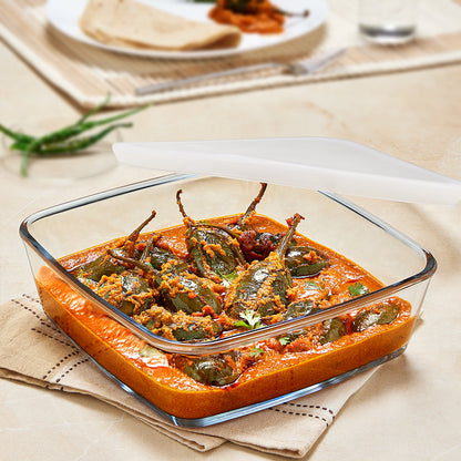 Borosil Square Baking Dish w lid, 1.6L