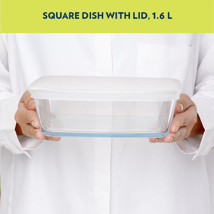 Borosil Square Baking Dish w lid, 1.6L