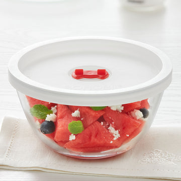 Borosil Mixing & Serving Bowl, White Lid