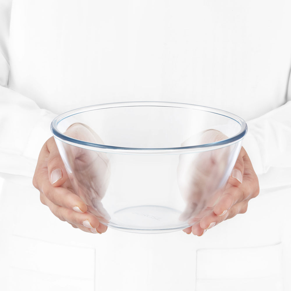 Borosil Mixing Bowl White Lid, Set of 2, 900ml