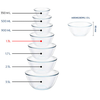 Borosil Mixing & Serving Bowl, White Lid, 1.3L