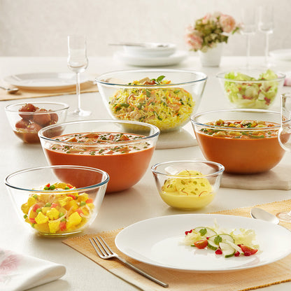 Borosil Mixing & Serving Bowl, White Lid, 1.3L