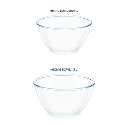 Borosil Mixing & Serving Bowl Set of 2, 500ml + 1.3 Ltr
