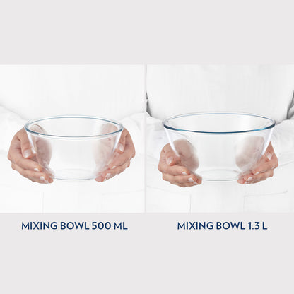 Borosil Mixing & Serving Bowl Set of 2, 500ml + 1.3 Ltr