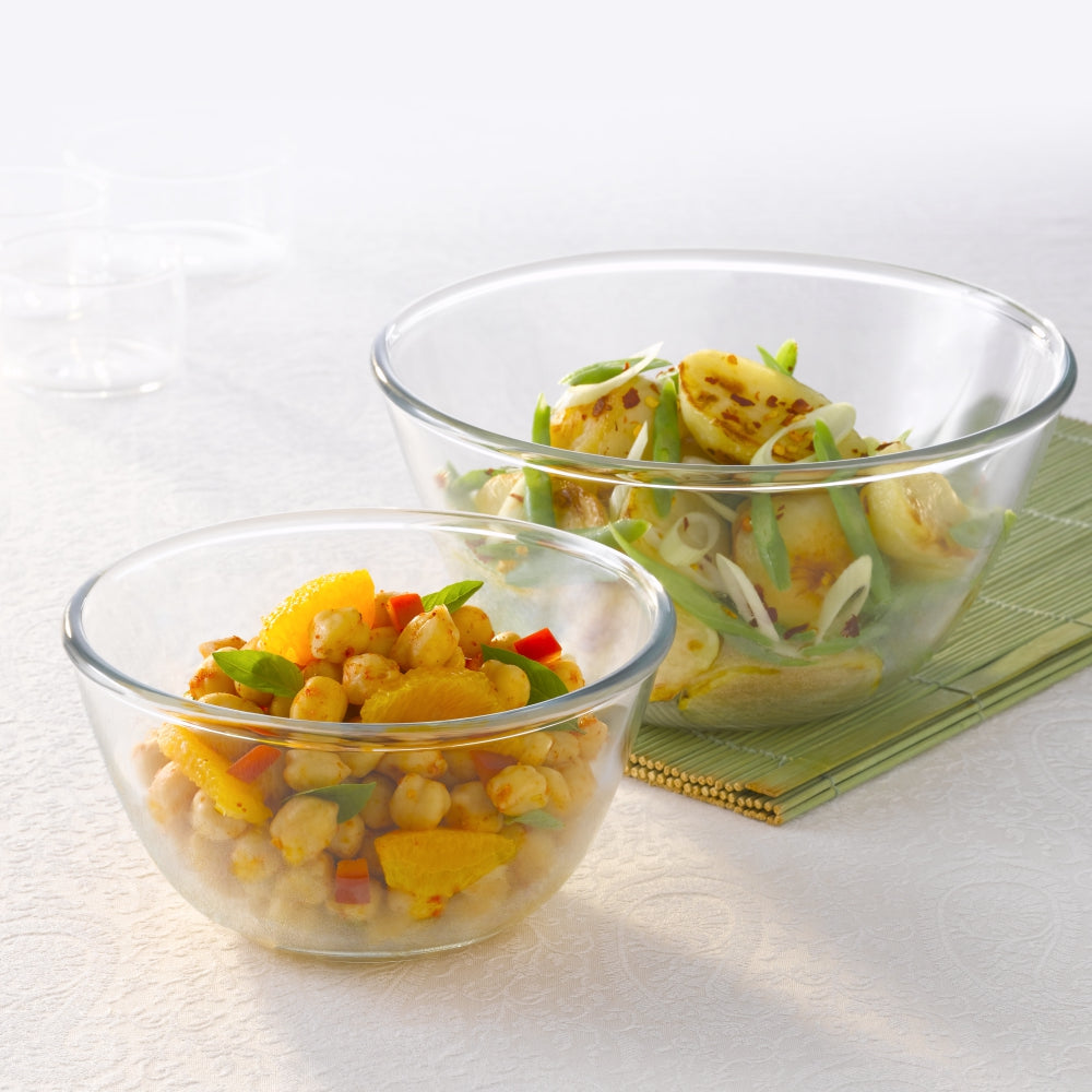 Borosil Mixing & Serving Bowl Set of 2, 1.3Ltr+2.5Ltr
