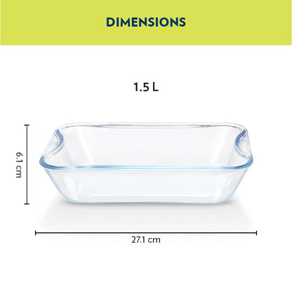 Borosil EasyGrip Rectangular Dish, 1.5L