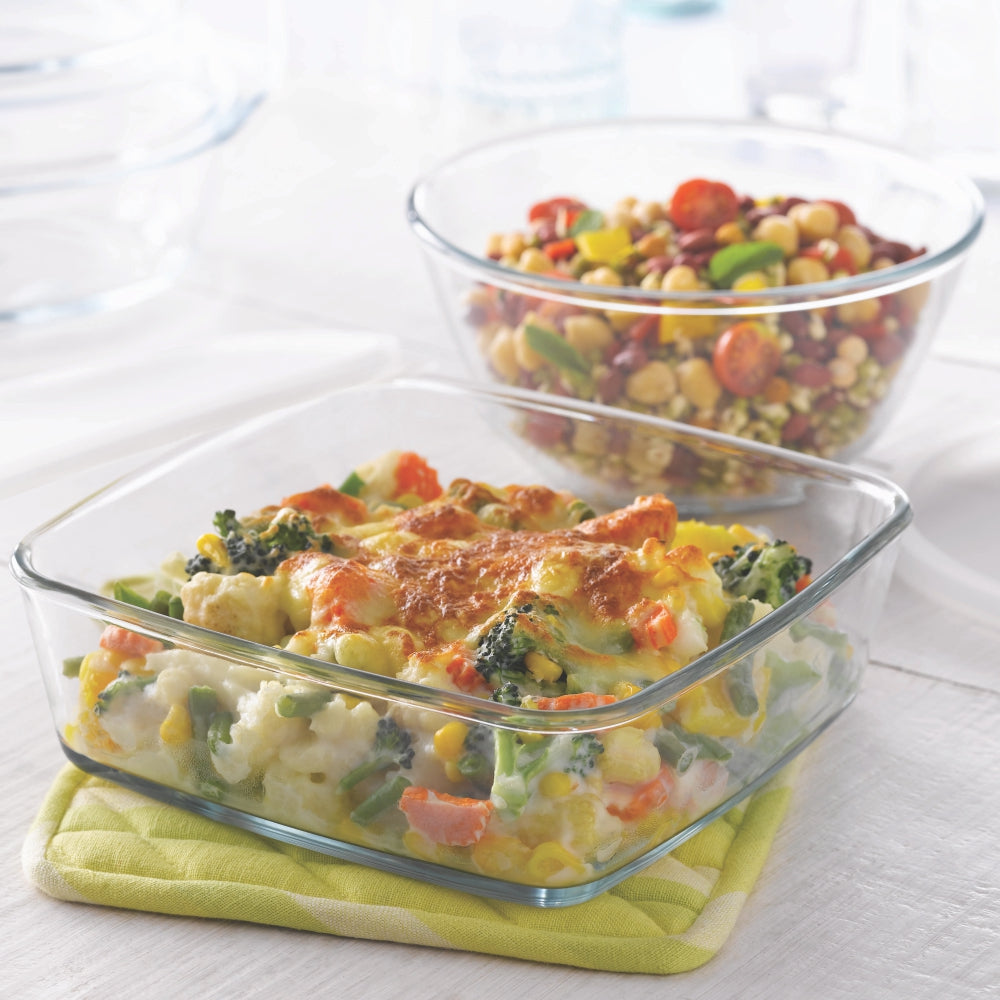 Borosil Serving Set: Bowl + Dish, 1.3L Bowl + 0.8L Dish