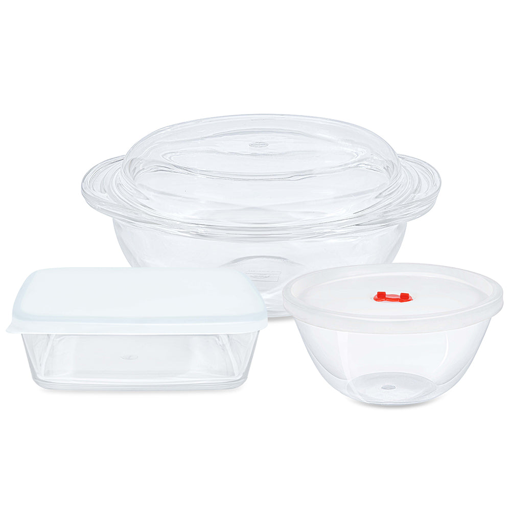 Borosil Dish w Lid, Set of 3