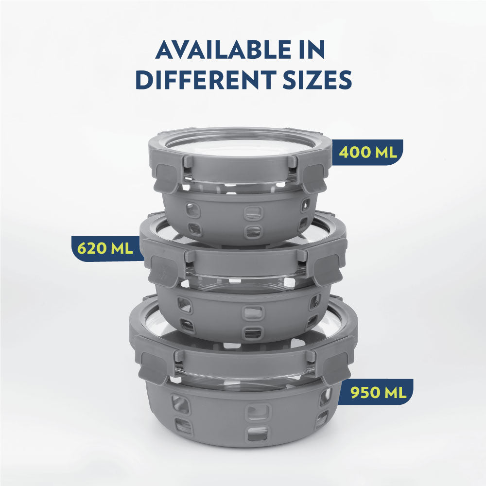 Borosil Klip n Store Plus Round Glass Container
