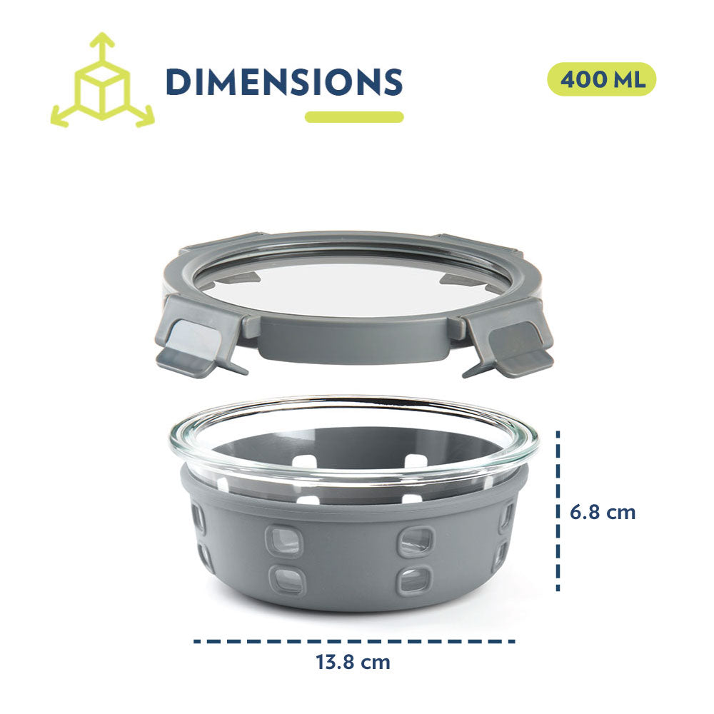Borosil Klip n Store Plus Round Glass Container