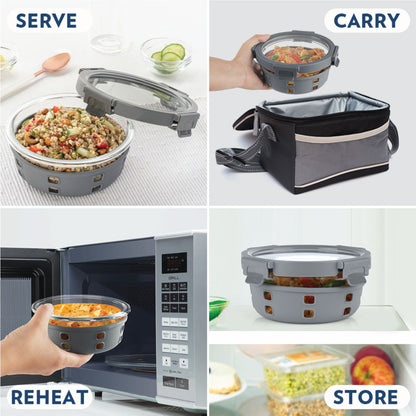 Borosil Tuff-Glass Klip n Store Plus, Round Container