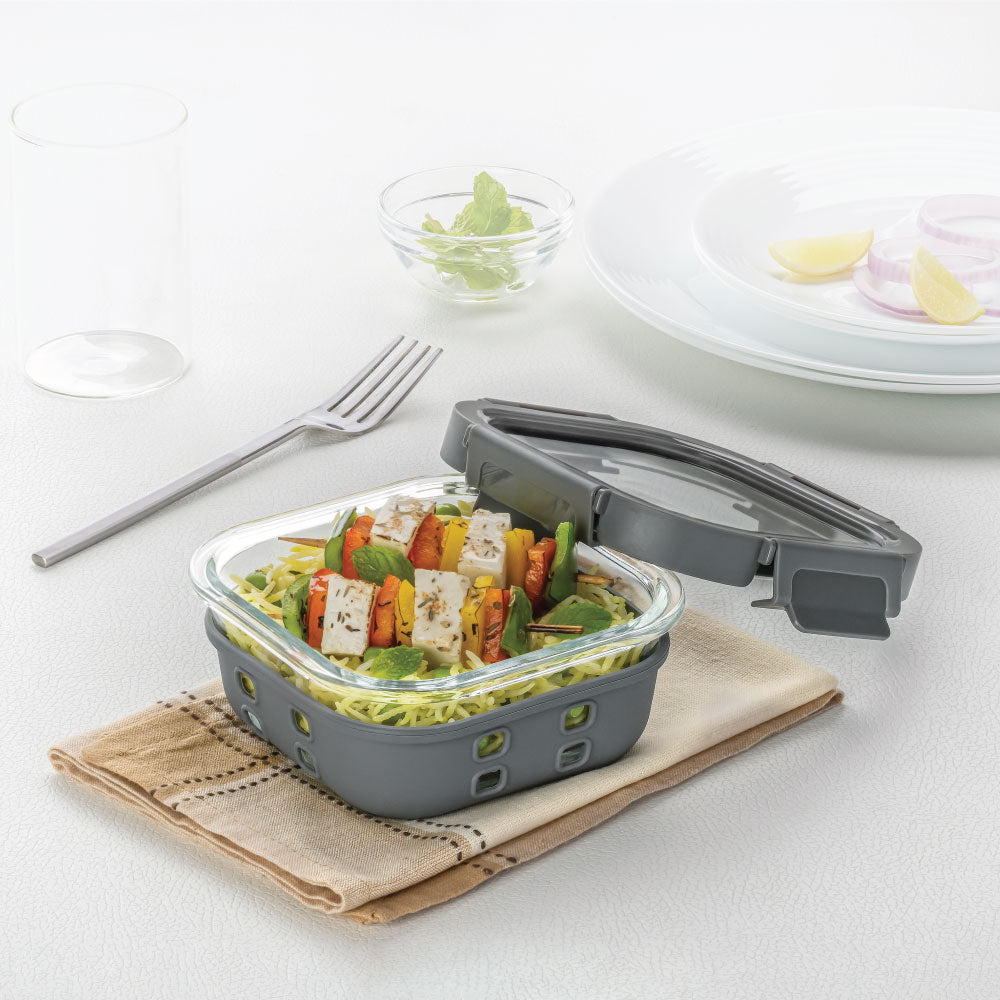 Borosil Tuff-Glass Klip n Store Plus, Square Container