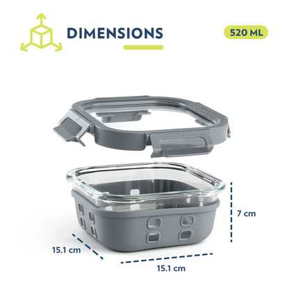 Borosil Tuff-Glass Klip n Store Plus, Square Container