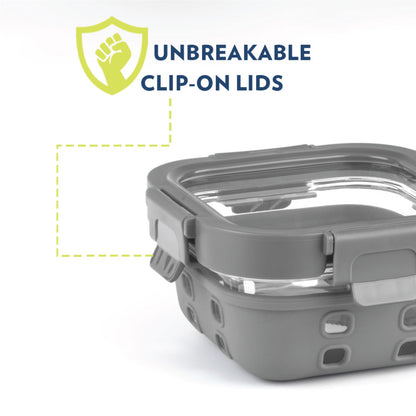 Borosil Tuff-Glass Klip n Store Plus, Square Container