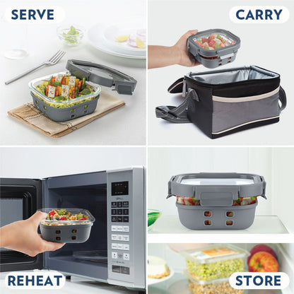 Borosil Tuff-Glass Klip n Store Plus, Square Container