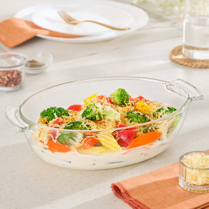 Borosil Deep Oval Casserole w Handle, 1.3L
