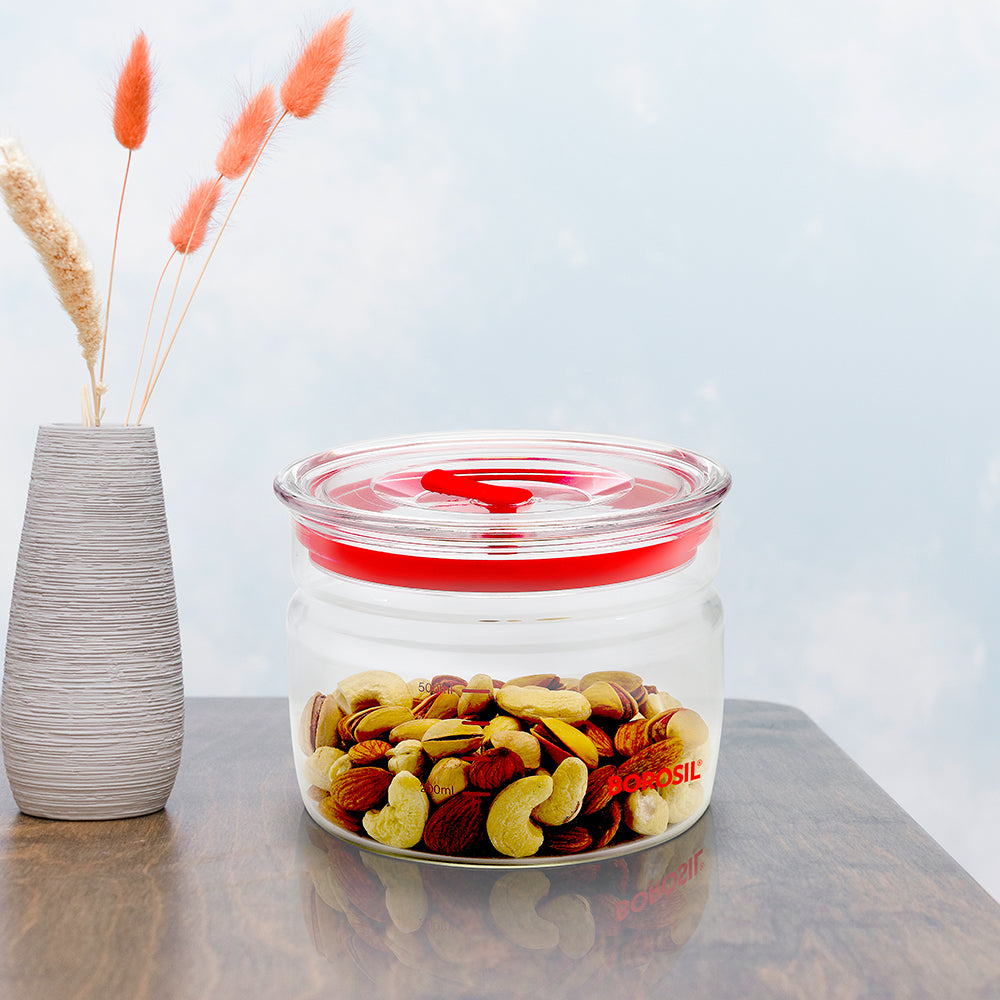 Borosil Classic Trend Glass Jar, Wide