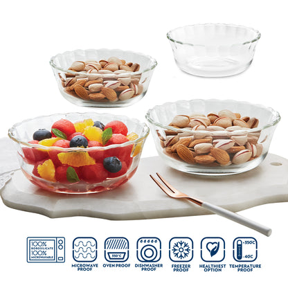 Borosil Designer Bowl Set, 430ml x 4