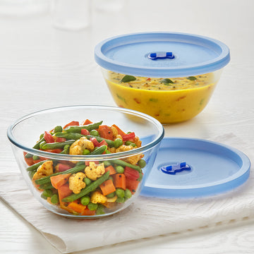 Borosil Select Mixing Bowl w Blue Lid Set of 2
