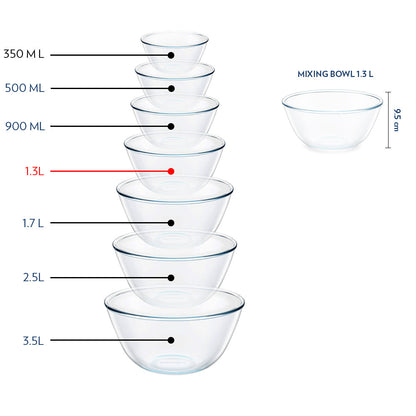 Borosil Select Mixing Bowl w Blue Lid Set of 2, 1.3L+1.3L