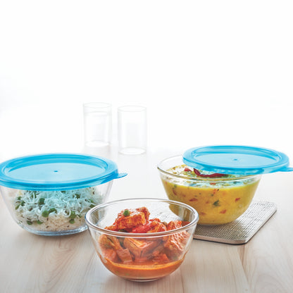 Borosil Select Mixing Bowl w Blue Lid