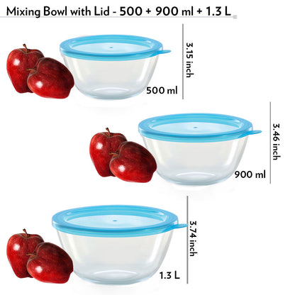 Borosil Select Mixing Bowl w Blue Lid