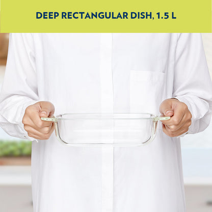 Borosil Deep Rectangular Dish, 1.5L