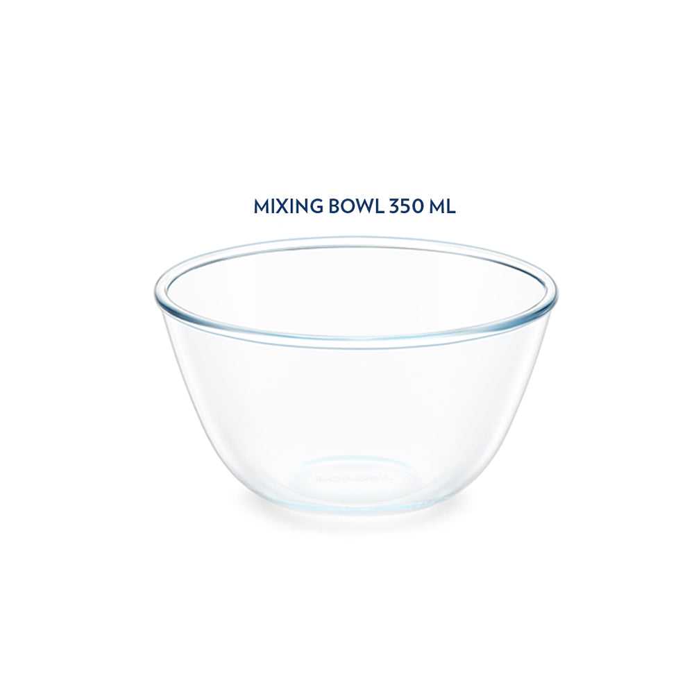 Borosil Mixing & Serving Bowl, White Lid, 300ml