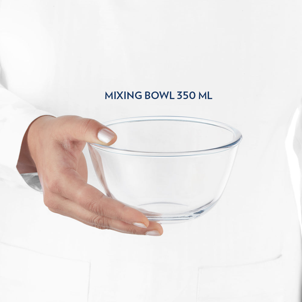 Borosil Mixing & Serving Bowl, White Lid, 300ml