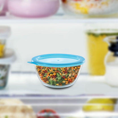 Borosil Mixing & Serving Bowl, Blue Lid, 500m