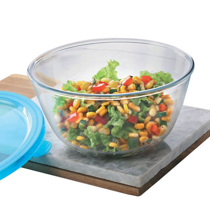 Borosil Mixing & Serving Bowl, Blue Lid, 500m