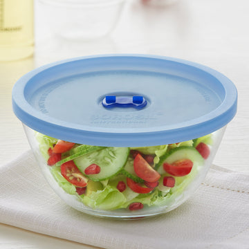 Borosil Mixing & Serving Bowl, Blue Lid