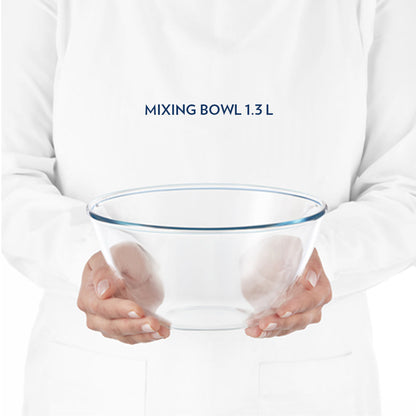 Borosil Mixing & Serving Bowl, Blue Lid, 1.3L