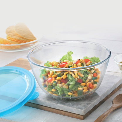 Borosil Mixing & Serving Bowl, Blue Lid, 1.3L