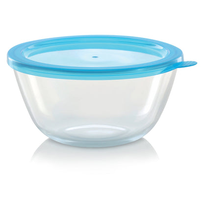 Borosil Mixing & Serving Bowl, Blue Lid, 1.3L