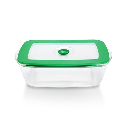 Rectangular Glass Dish with Green Lid