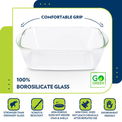 Rectangular Glass Dish with Green Lid