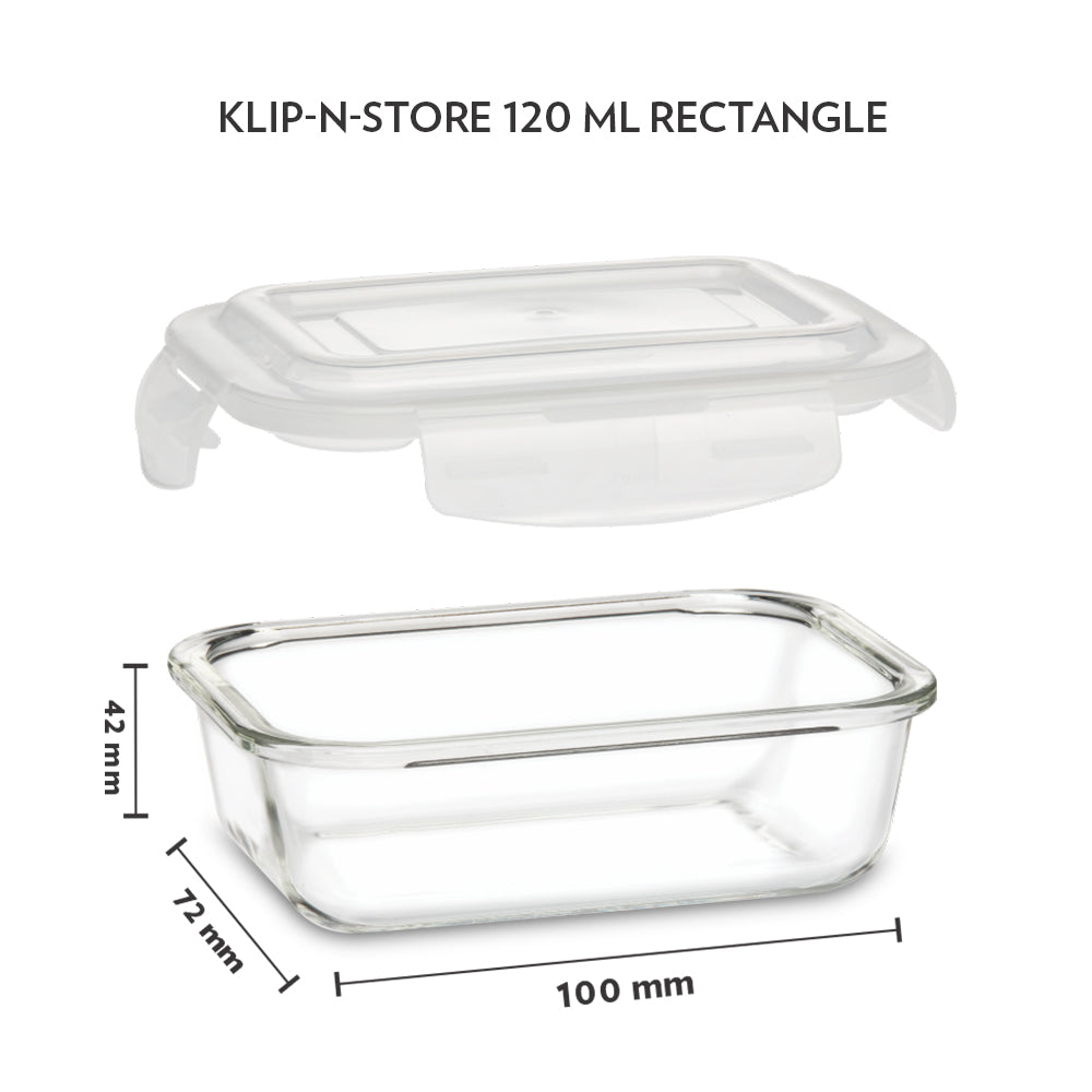 Borosil Klip n Store Rectangular Glass Container, 2L